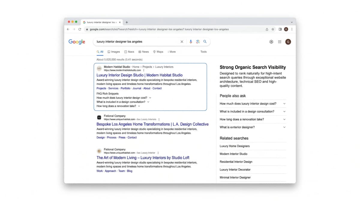 Google Search Result Mockup